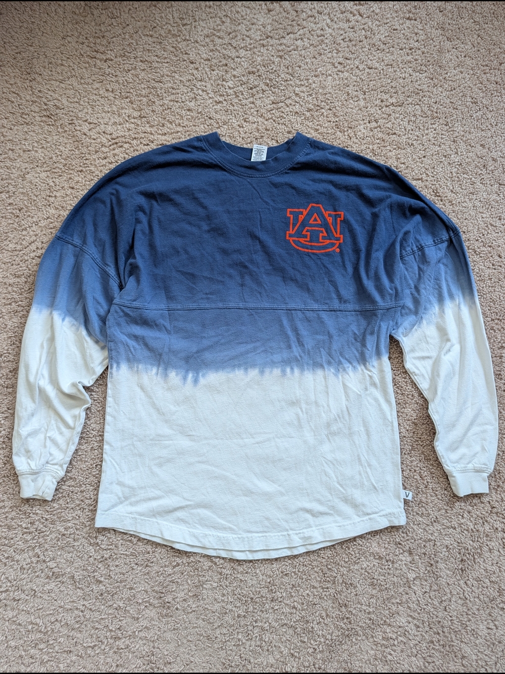 Venley Womens Orange Blue Ombre Auburn Tigers Crewneck Spirit Jersey Size Small